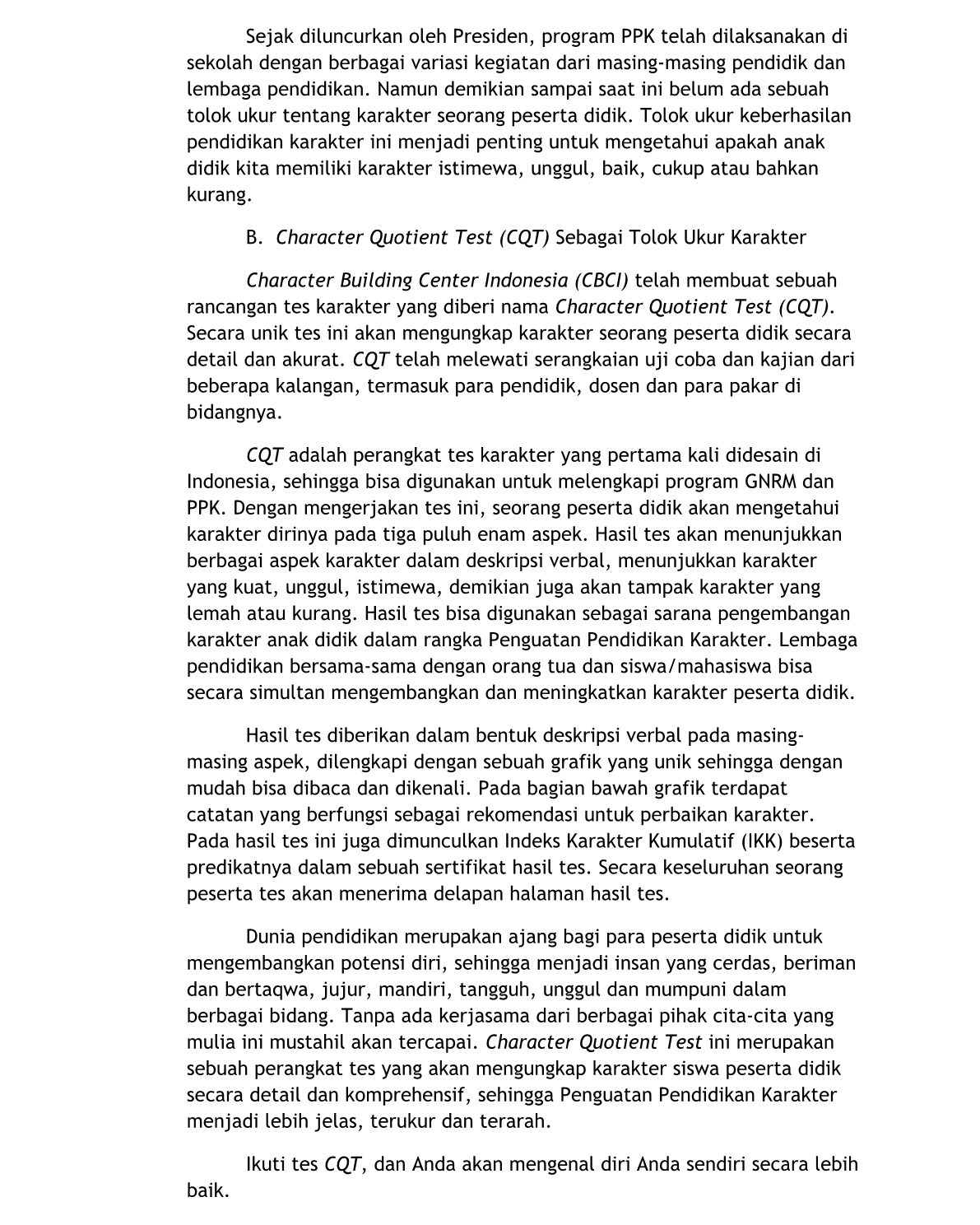 Pengembangan Nilai-nilai Karakter